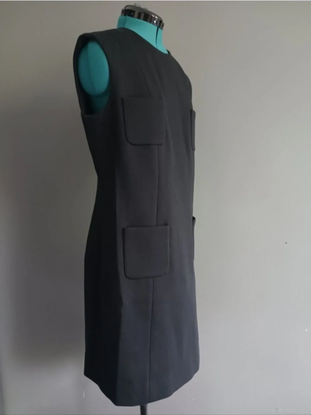 Chanel Uniform Black Laine Wool Blended  Dress Size 42